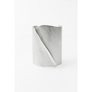 Zara Silver Metallic Metal Wide Rigid Cuff Bracelet New Without Box Bohemian Art